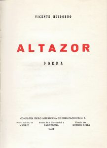 Altazor, 1931.